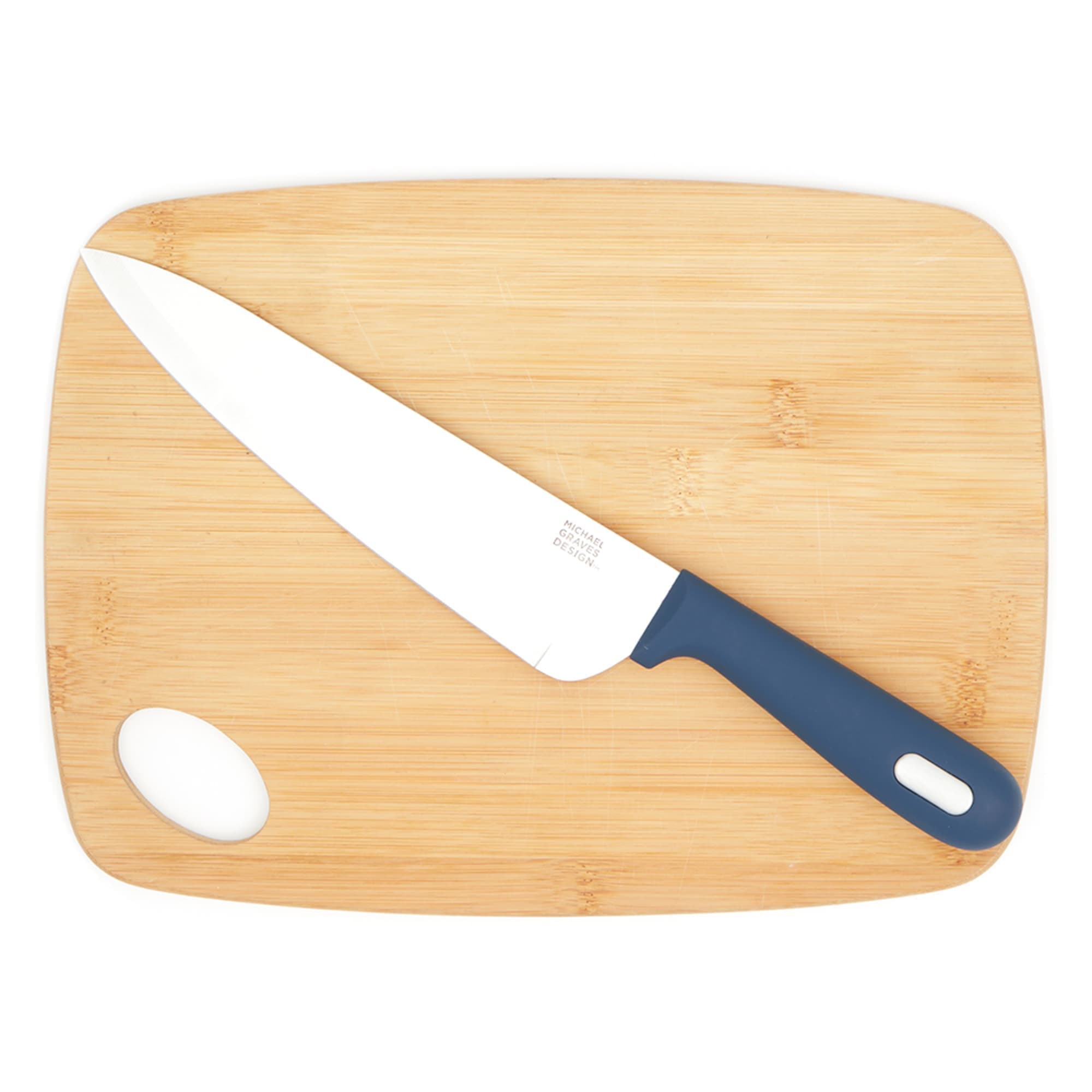 Wood Cutting Chopping Board With Steel Handle Grip 