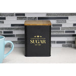 Load image into Gallery viewer, Home Basics Bistro 50 oz. Tin Sugar Canister with Bamboo Top, Black $6.00 EACH, CASE PACK OF 12

