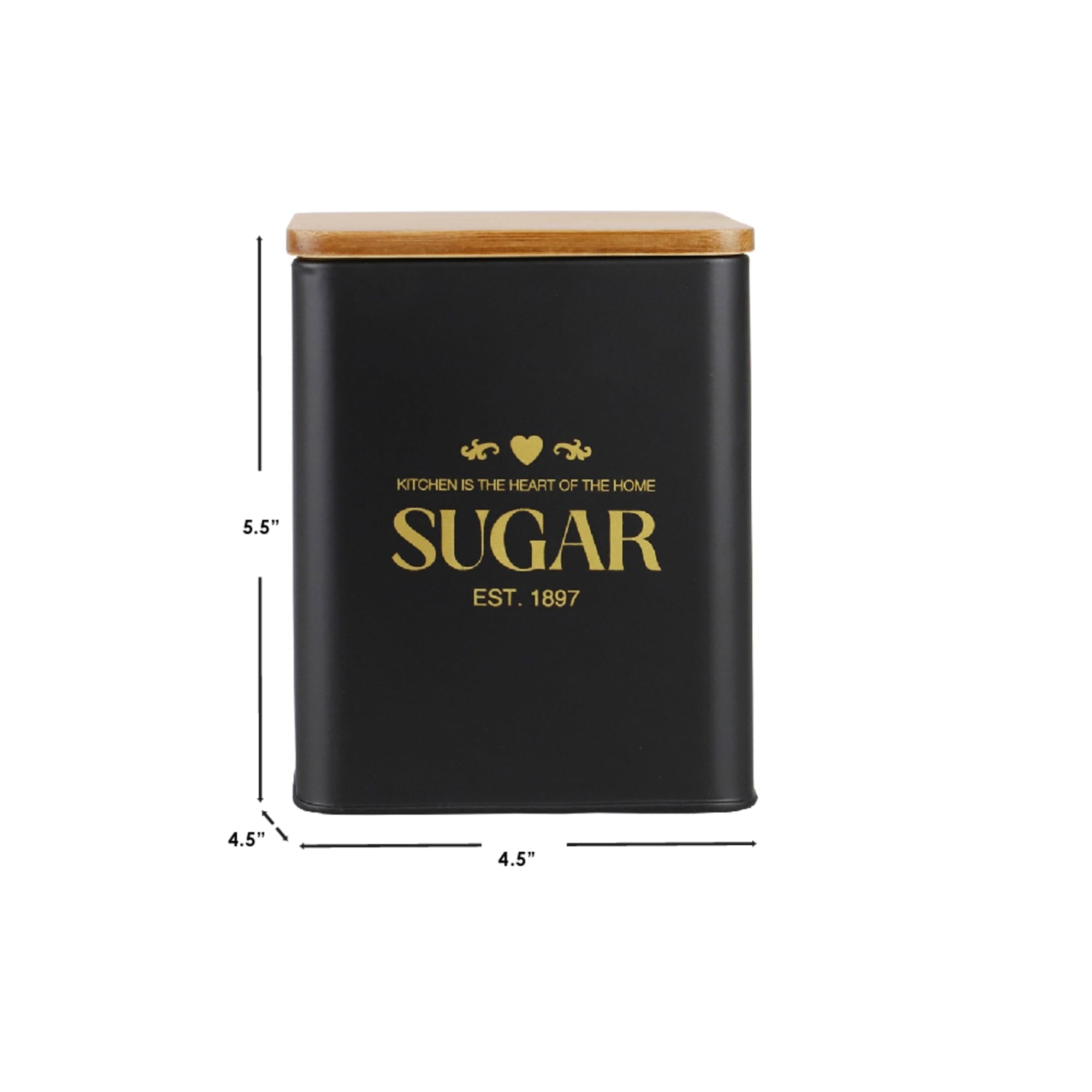 Home Basics Bistro 50 oz. Tin Sugar Canister with Bamboo Top, Black $6.00 EACH, CASE PACK OF 12