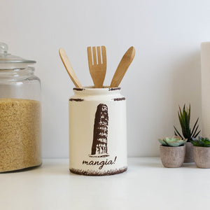 Home Basics Mangia Leaning Tower of Pisa Ceramic Utensil Crock, Ivory $8.00 EACH, CASE PACK OF 6