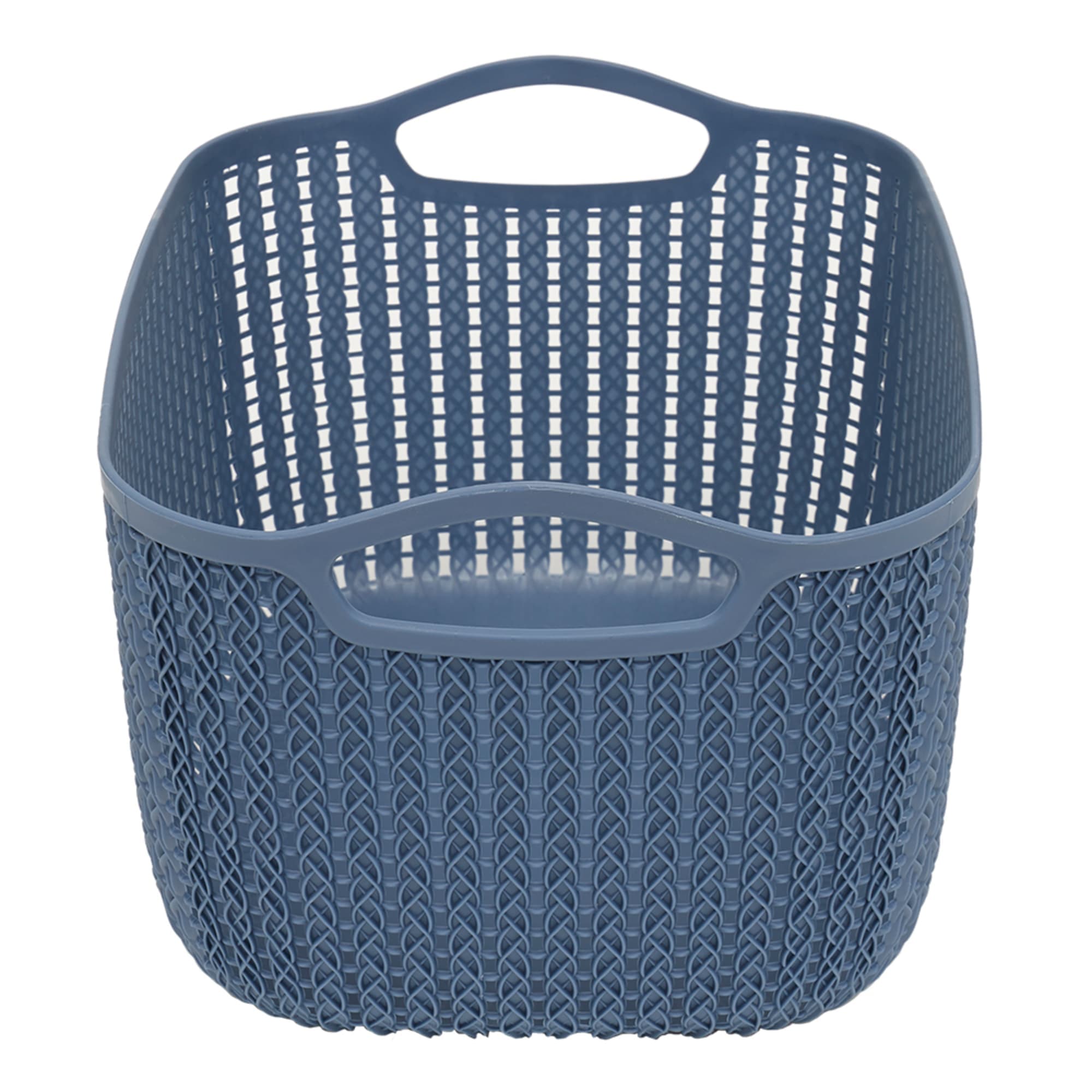 Home Basics 9L Crochet-Designed Plastic Basket, Blue $5.00 EACH, CASE PACK OF 12