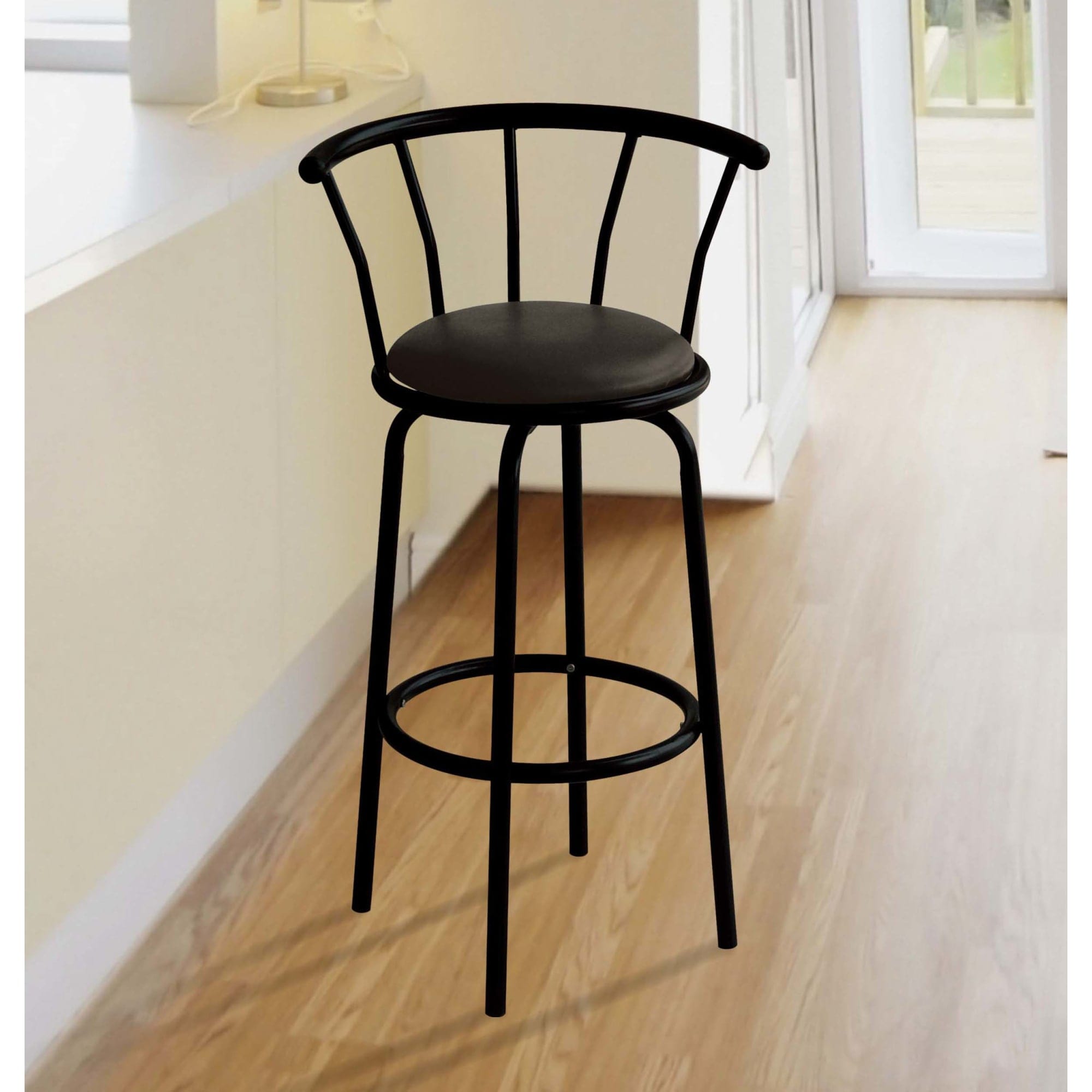 Home Basics Curved Swivel Top Bar Stool with Cushioned Seat, Black $30.00 EACH, CASE PACK OF 2