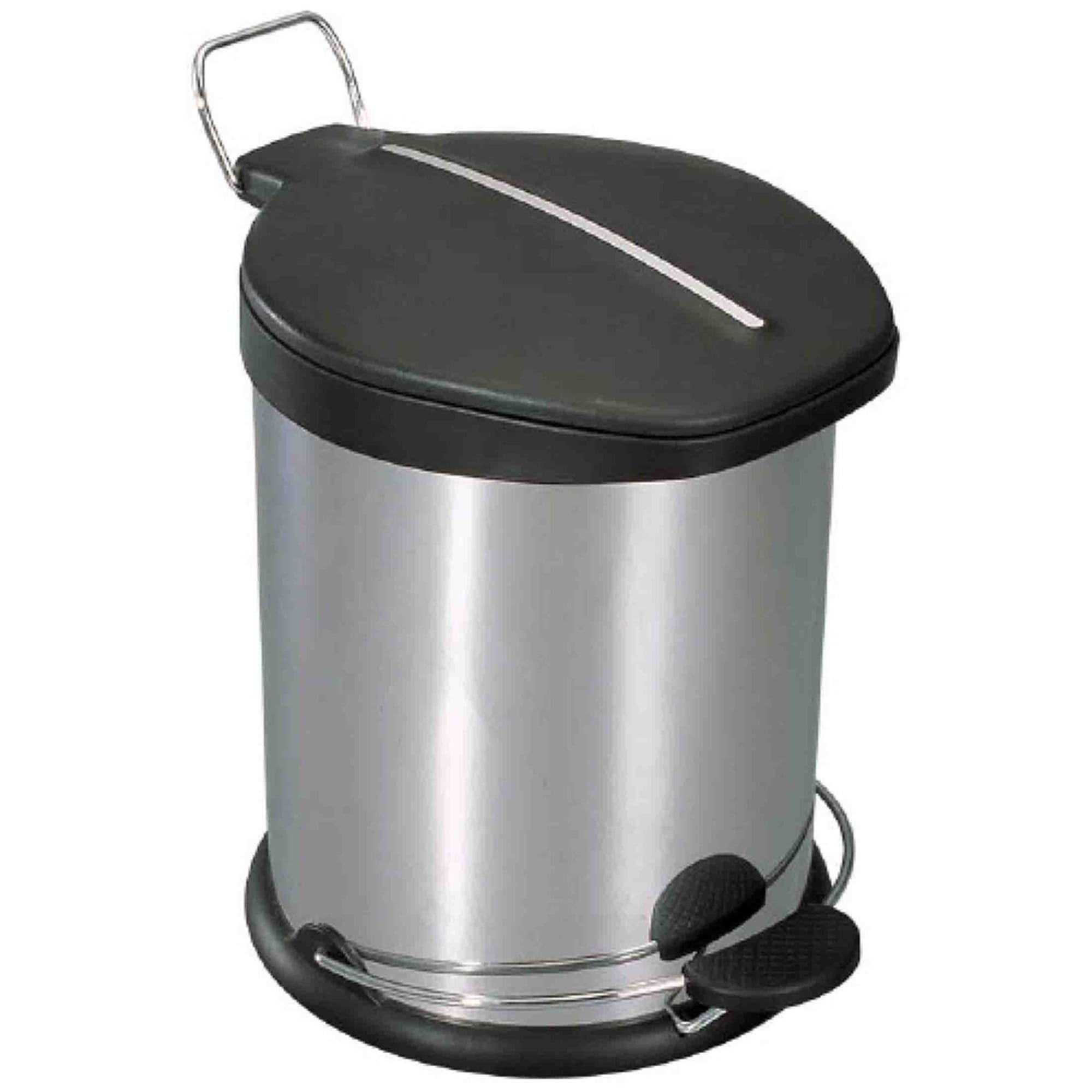 Home Basics 5 Liter Brushed Stainless Steel  with Plastic Top Waste Bin, Silver $10.00 EACH, CASE PACK OF 6