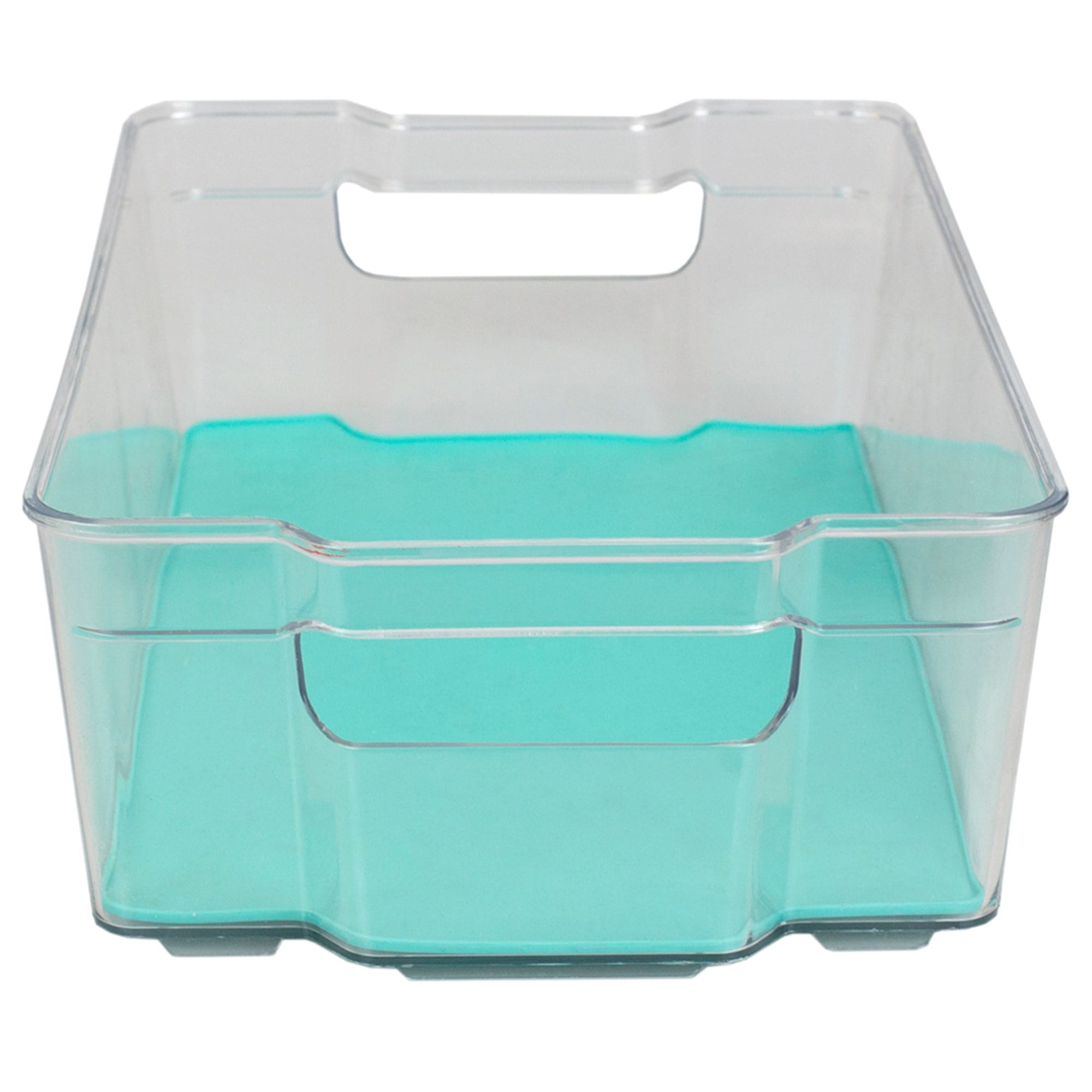 Home Basics 9" x 15" Multi-Purpose Plastic Fridge Bin with Rubber Lining, Turquoise $6 EACH, CASE PACK OF 12