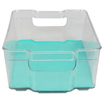 Load image into Gallery viewer, Home Basics 9&quot; x 15&quot; Multi-Purpose Plastic Fridge Bin with Rubber Lining, Turquoise $6 EACH, CASE PACK OF 12
