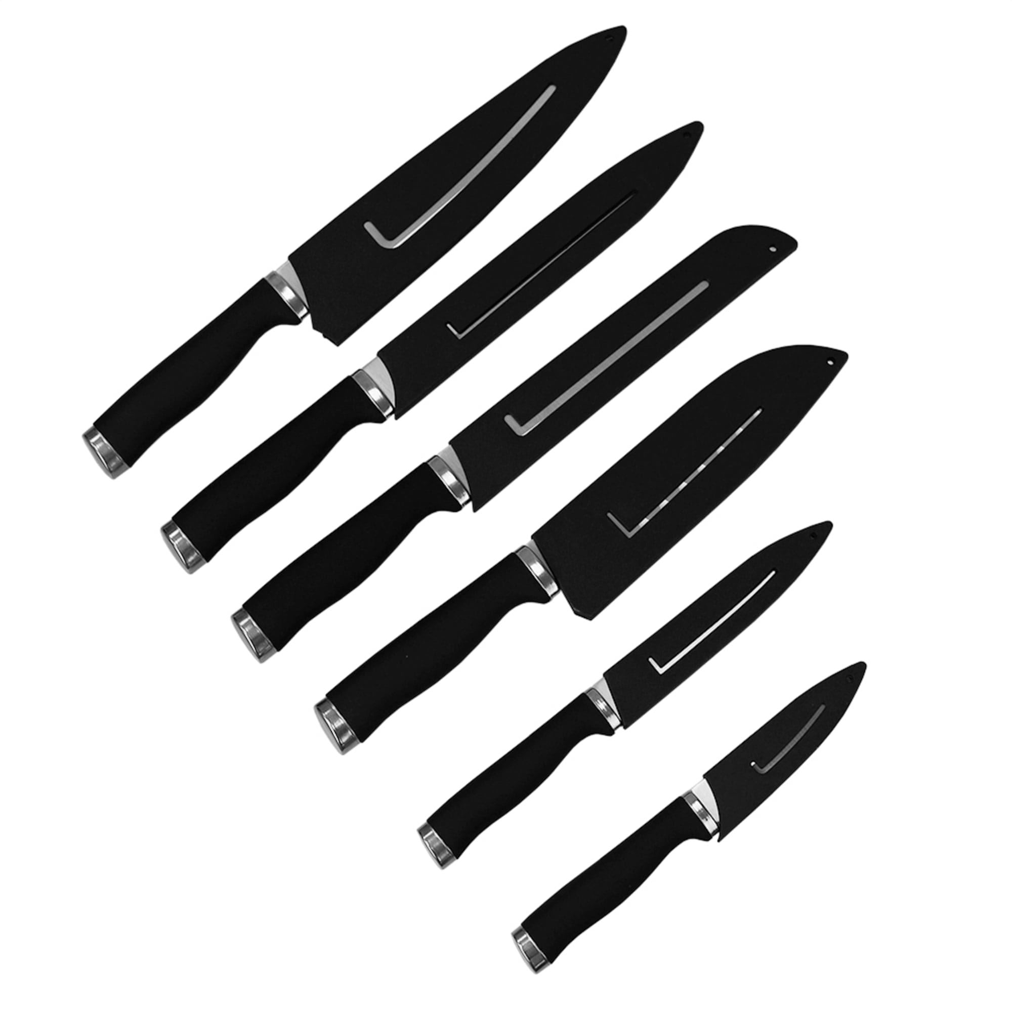 Home Basics Soft Grip  12 Piece Knife Set with Sheaths, Black $10.00 EACH, CASE PACK OF 12