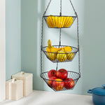 Load image into Gallery viewer, Home Basics  3 Tier Wire Hanging Round Fruit Basket, Black $5 EACH, CASE PACK OF 12
