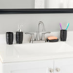 Load image into Gallery viewer, Home Basics Curves 4 Piece Ceramic Bath Accessory Set, Black $10 EACH, CASE PACK OF 12
