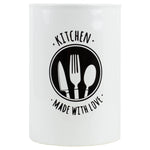 Load image into Gallery viewer, Home Basics Made with Love Ceramic Utensil Crock, White $8.00 EACH, CASE PACK OF 6
