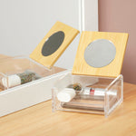 Load image into Gallery viewer, Home Basics Serene Cosmetic Organizer with Built-in Bamboo Mirror Lid $4.00 EACH, CASE PACK OF 12
