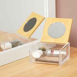 Home Basics Serene Cosmetic Organizer with Built-in Bamboo Mirror Lid $4.00 EACH, CASE PACK OF 12