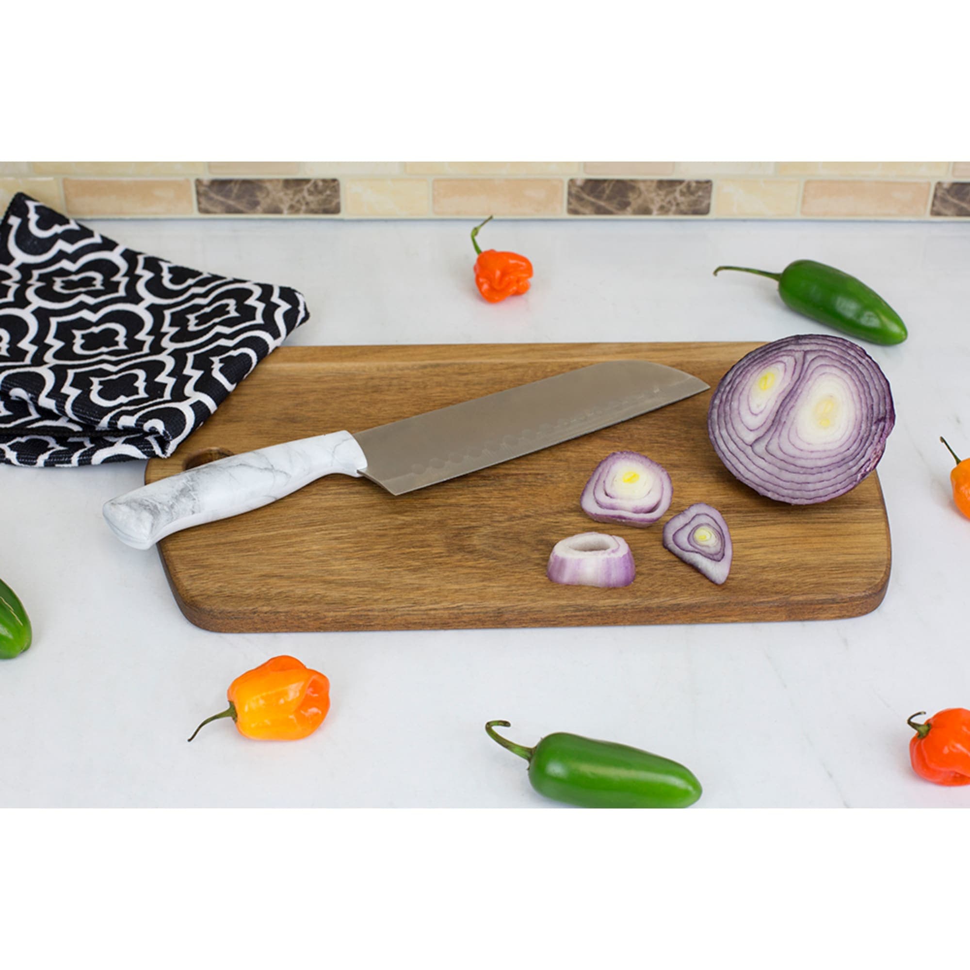 Home Basics Marble Collection 6" Santoku Knife, White $3 EACH, CASE PACK OF 24