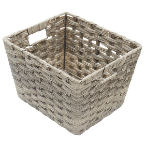 Home Basics Medium Faux Rattan Basket with Cut-out Handles, Grey $10.00 EACH, CASE PACK OF 6
