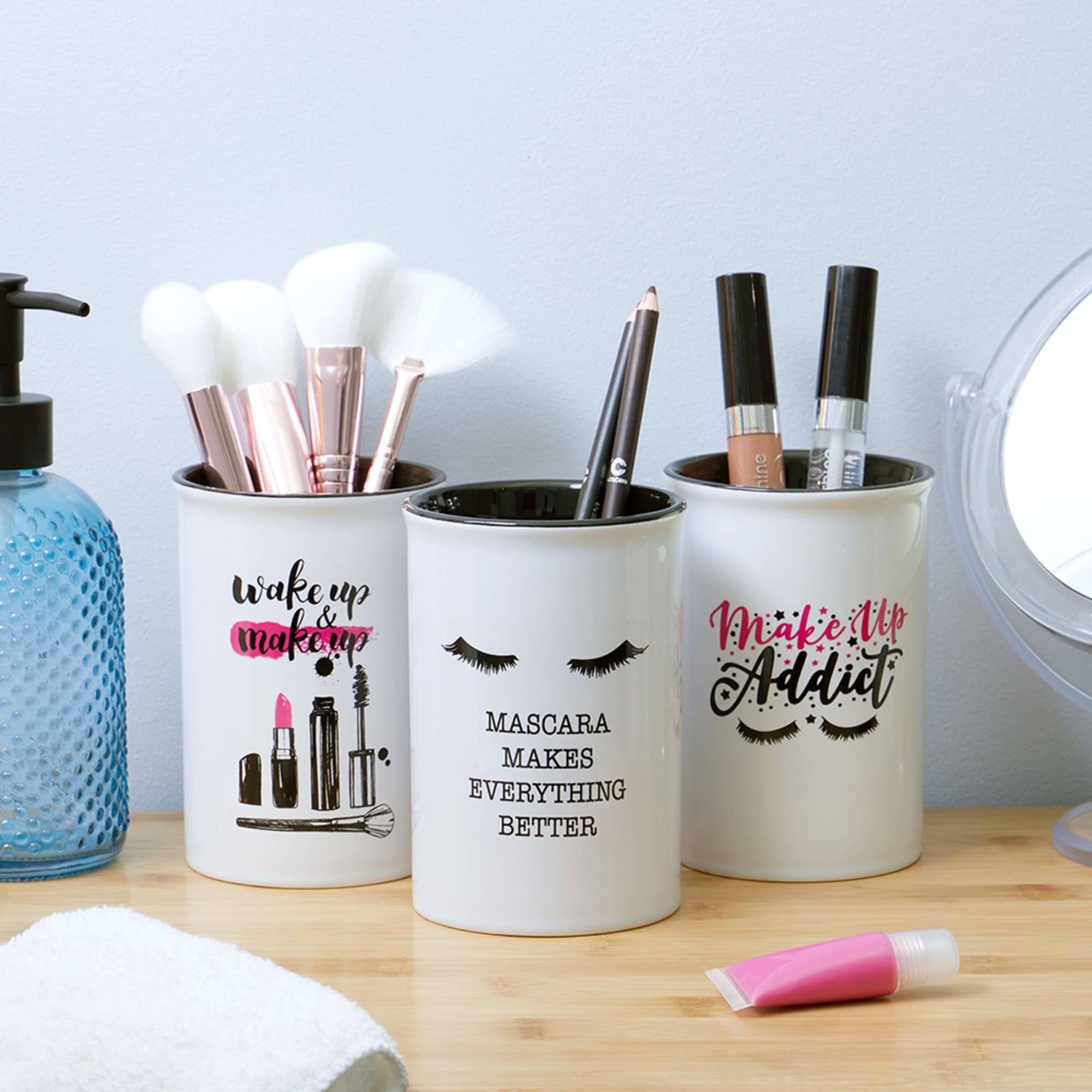 Personalised Make up Brush Holder Ceramic Pot Star Print Make up
