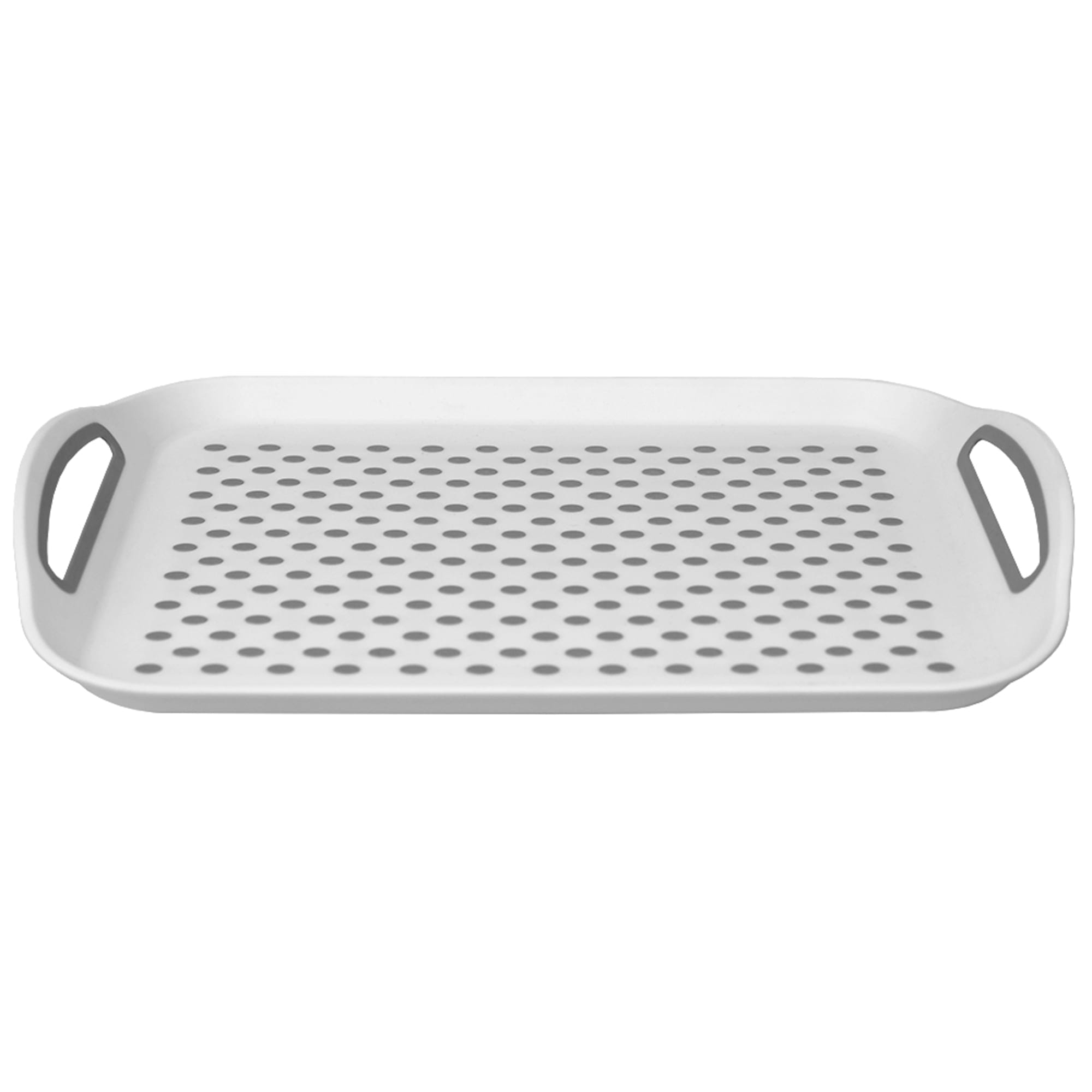 Home Basics Anti-Slip Plastic Serving Tray with Easy Grip Handles, White $3.00 EACH, CASE PACK OF 12