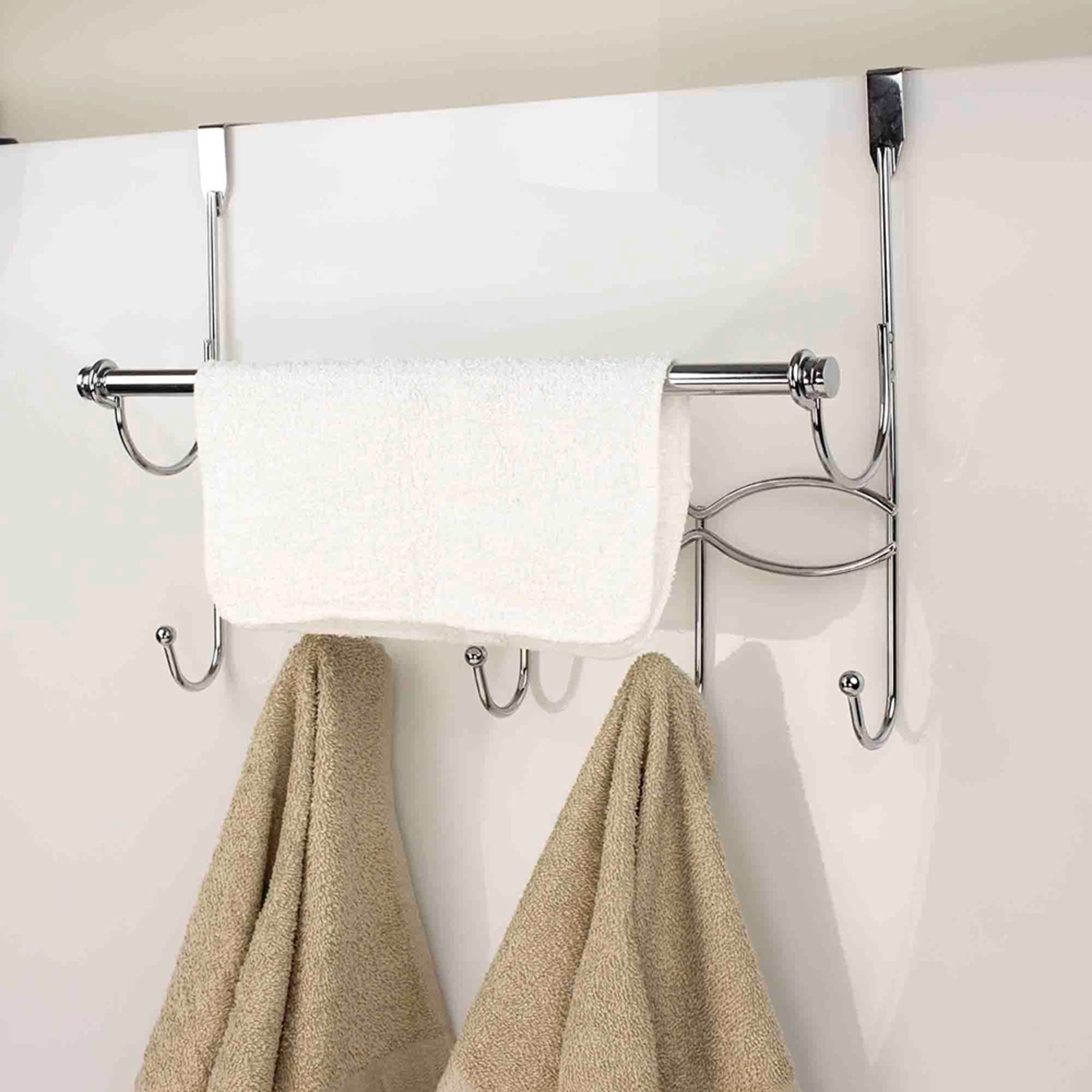 Home Basics Chrome Plated Steel Over the Door Hanging Rack with Towel Bar $12.50 EACH, CASE PACK OF 6