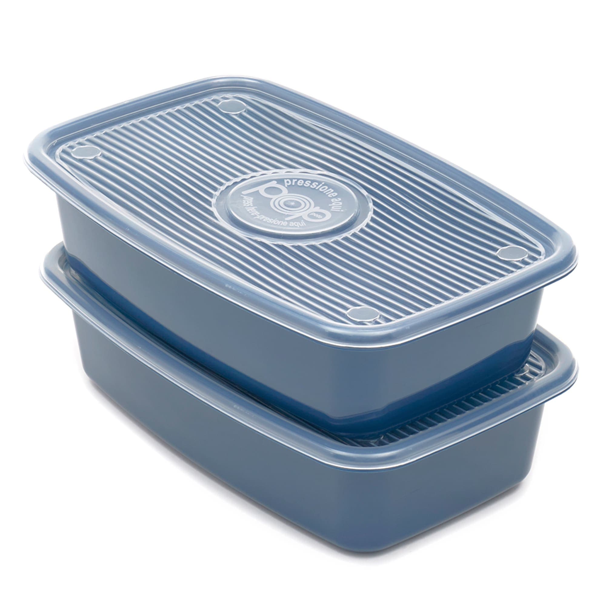 Home Basics 4 Piece Rectangular Plastic Meal Prep Set, (91.3 oz), Blue $6.00 EACH, CASE PACK OF 9