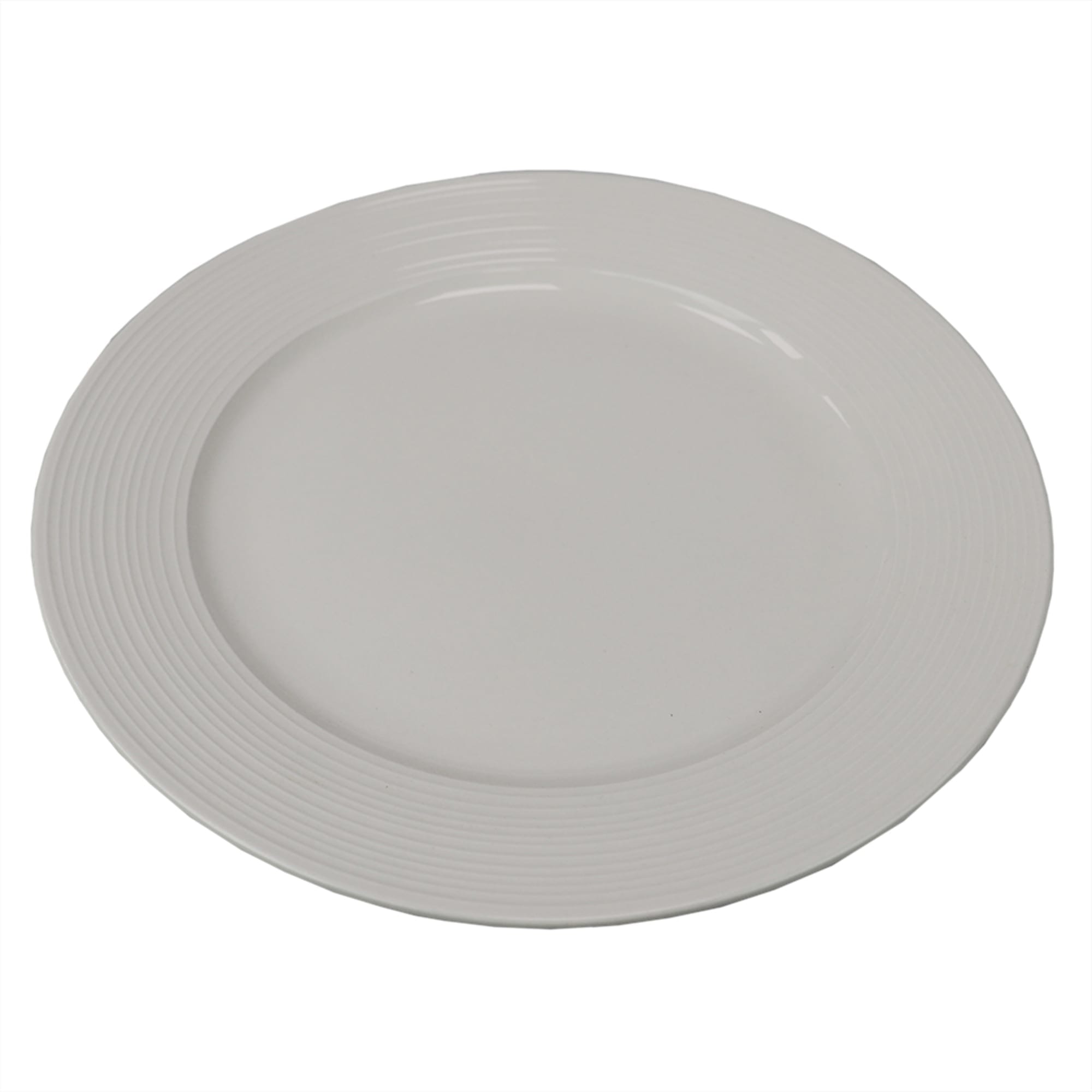 Home Basics Embossed Thread 10.5" Ceramic Dinner Plate, White $3.00 EACH, CASE PACK OF 24