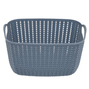 Home Basics 6L Crochet-Designed Plastic Basket, Blue $3.00 EACH, CASE PACK OF 24