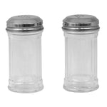 Load image into Gallery viewer, Home Basics Ribbed Glass 4 oz. Tabletop Salt and Pepper Set with Perforated Labeled Sifter Top, (Set of 2), Clear $2.00 EACH, CASE PACK OF 24
