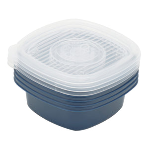 Home Basics 8 Piece Square Plastic Meal Prep Set, (13.5 oz), Blue $5 EACH, CASE PACK OF 8