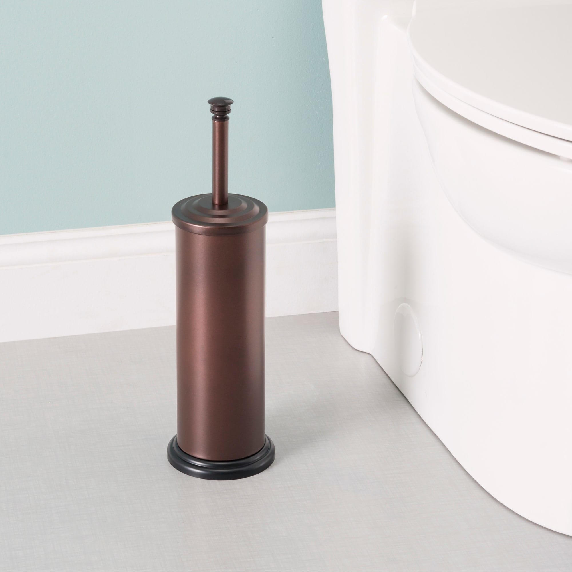 Home Basics Hideaway Tall Toilet Brush Holder with Steel Handled Brush, Bronze $6.00 EACH, CASE PACK OF 12