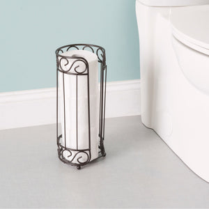 Home Basics Scroll Collection Bath Tissue Reserve Toilet Paper Roll Holder Stand, Bronze $6.00 EACH, CASE PACK OF 12