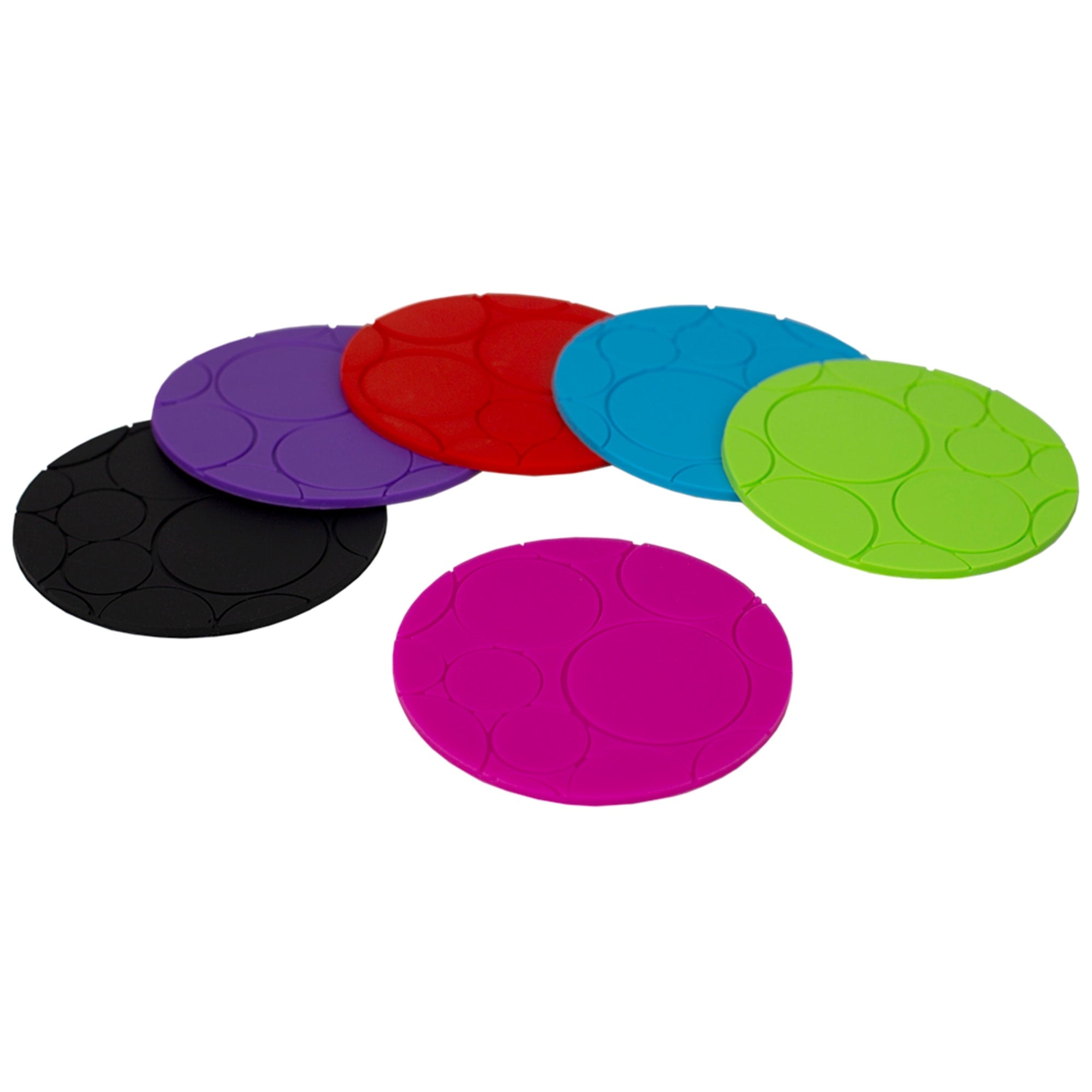 Home Basics Non-Slip Round Silicone Coasters, Multi-color $5.00 EACH, CASE PACK OF 48