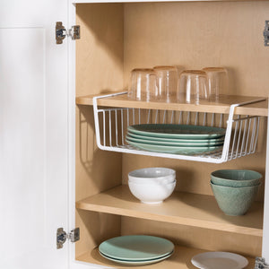 Home Basics Large Under the Shelf Vinyl Coated Steel Basket Organizer, White $5.00 EACH, CASE PACK OF 6