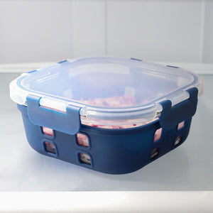 Michael Graves Design Square 27 Ounce High Borosilicate Glass Food Storage Container with Plastic Lid, Indigo $7.00 EACH, CASE PACK OF 12