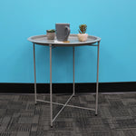 Load image into Gallery viewer, Home Basics Foldable Round Multi-Purpose Side Accent Metal Table, Matte Grey $15.00 EACH, CASE PACK OF 6
