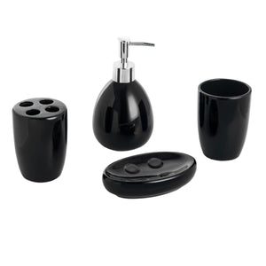 Home Basics 4 Piece Bath Accessory Set, Black $10.00 EACH, CASE PACK OF 12