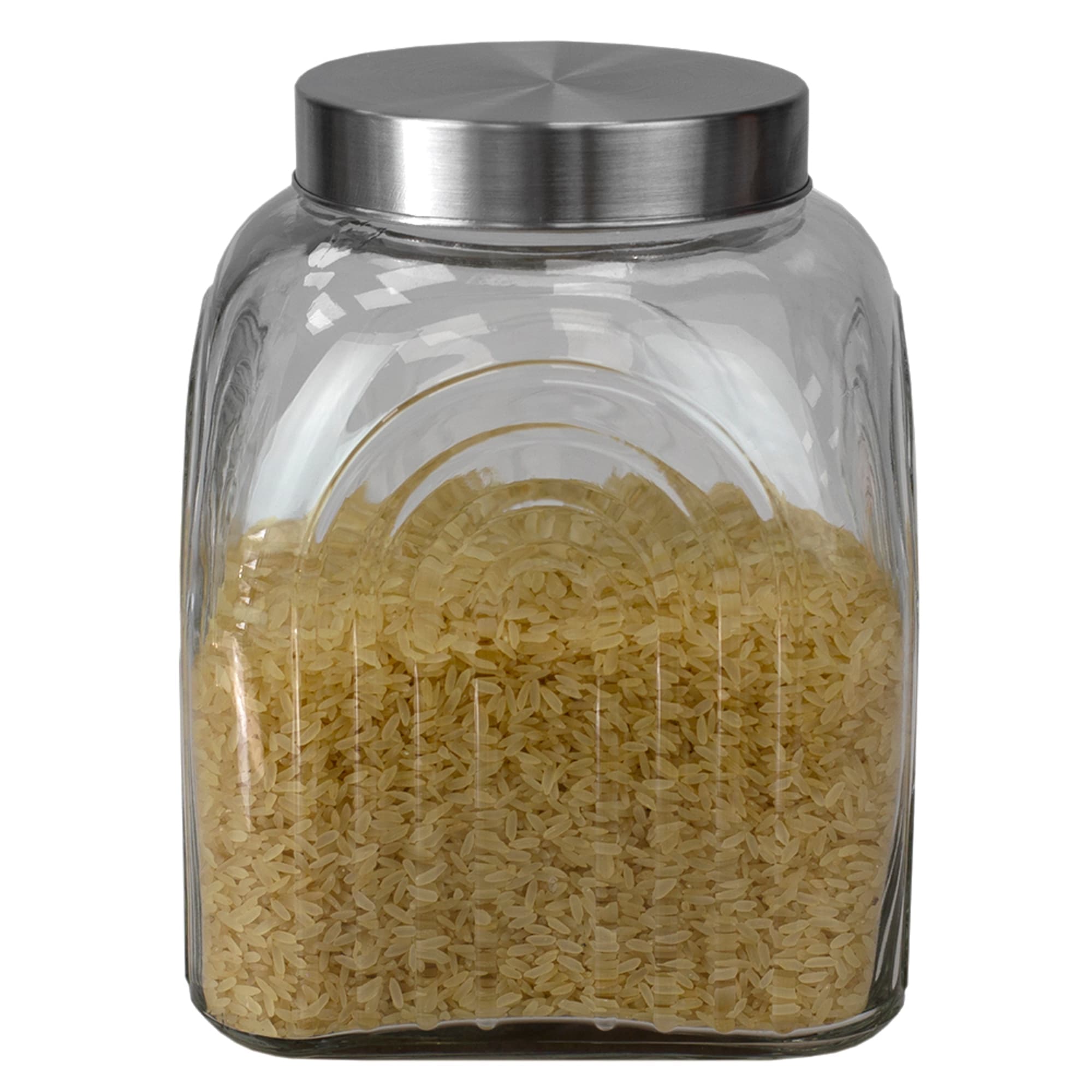 Home Basics Heritage 3.5 LT Glass Jar with Silver Lid $6.00 EACH, CASE PACK OF 6