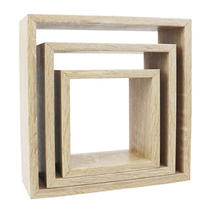 Home Basics 3-Piece MDF Floating Wall Cubes, Oak $12.00 EACH, CASE PACK OF 6