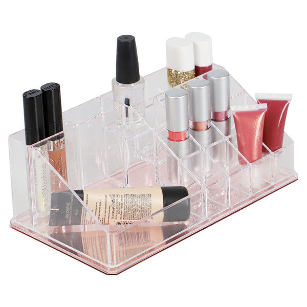 Home Basics Large 16 Compartment Cosmetic Organizer with Rose Bottom, COSMETIC ORGANIZATION