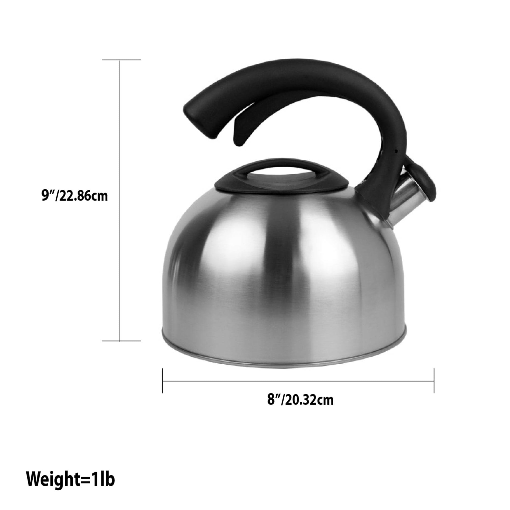 Home Basics 2.5 Liter Easy Pour Whistling Brushed Stainless Steel Tea Kettle, Silver $10.00 EACH, CASE PACK OF 6