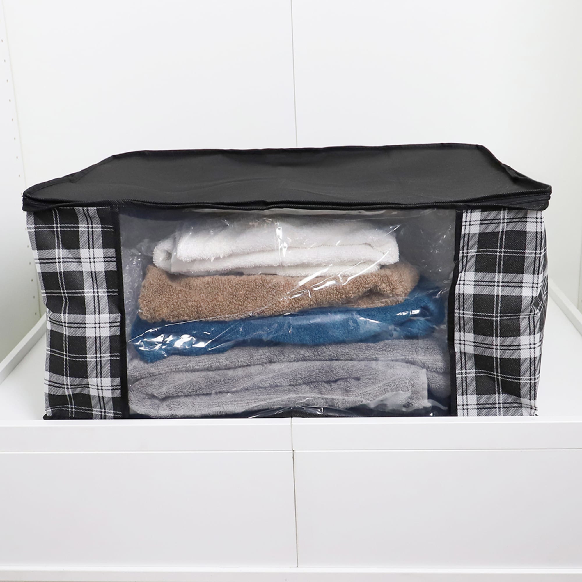 Home Basics Plaid Non-Woven Blanket Bag with See-through Window, Black

 $4.00 EACH, CASE PACK OF 12
