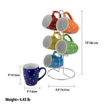 Load image into Gallery viewer, Home Basics 6 Piece Polka Dot Mug Set with Stand $12.00 EACH, CASE PACK OF 6
