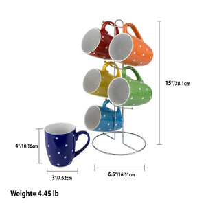 Home Basics 6 Piece Polka Dot Mug Set with Stand $12.00 EACH, CASE PACK OF 6