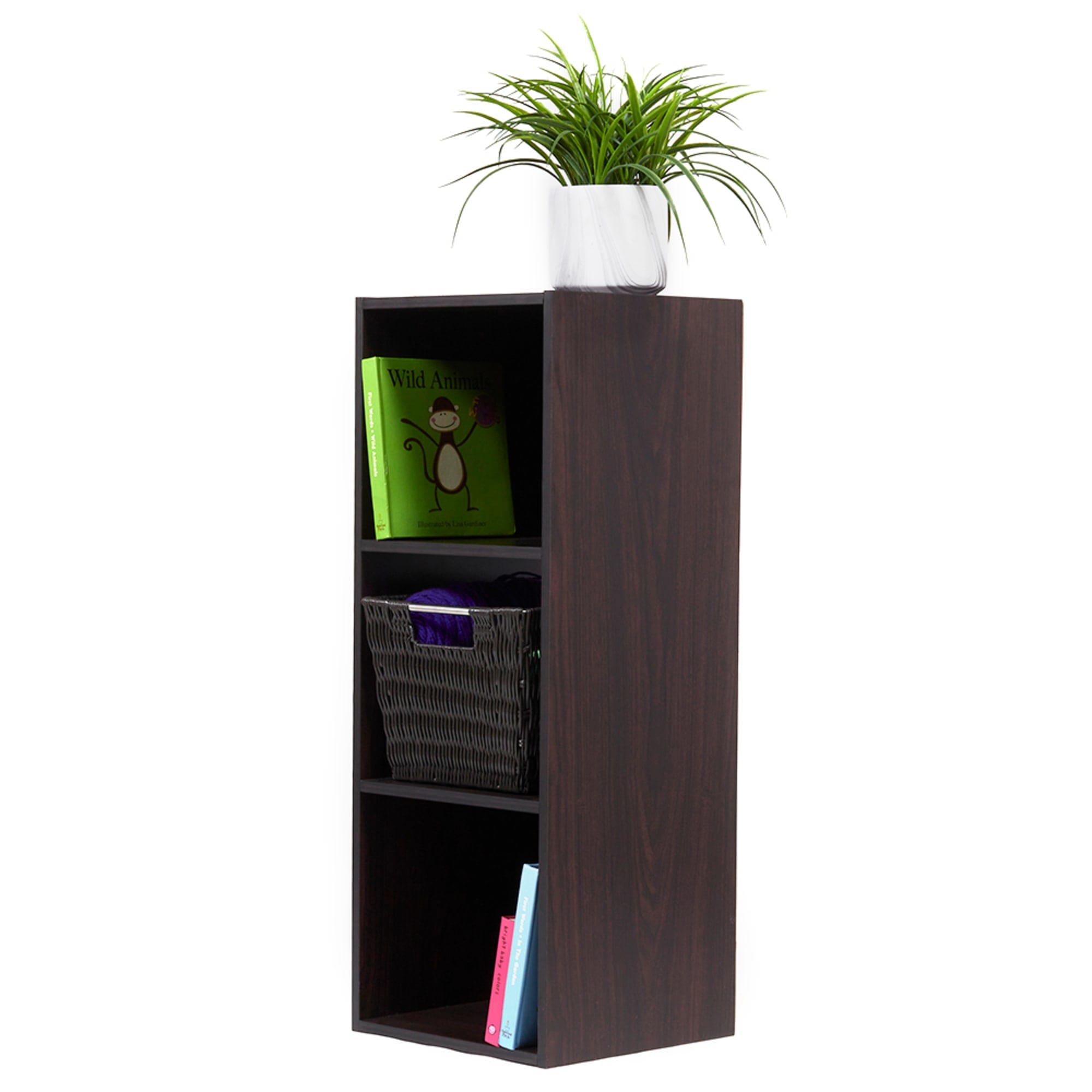 Home Basics Open and Enclosed 3 Cube MDF Storage Organizer, Espresso $20 EACH, CASE PACK OF 1