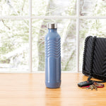 Load image into Gallery viewer, Home Basics Glacier Textured Grip 24 oz. Glass Travel Water Bottle with Easy Twist-on Leak Proof Steel Cap - Assorted Colors
