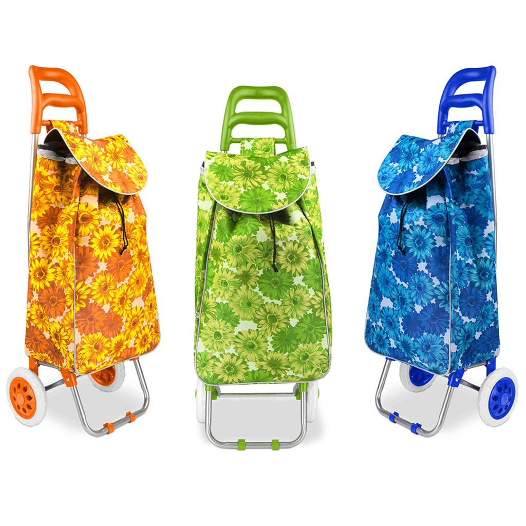 Home Basics Printed Rolling Shopping Cart Floral - Assorted Colors