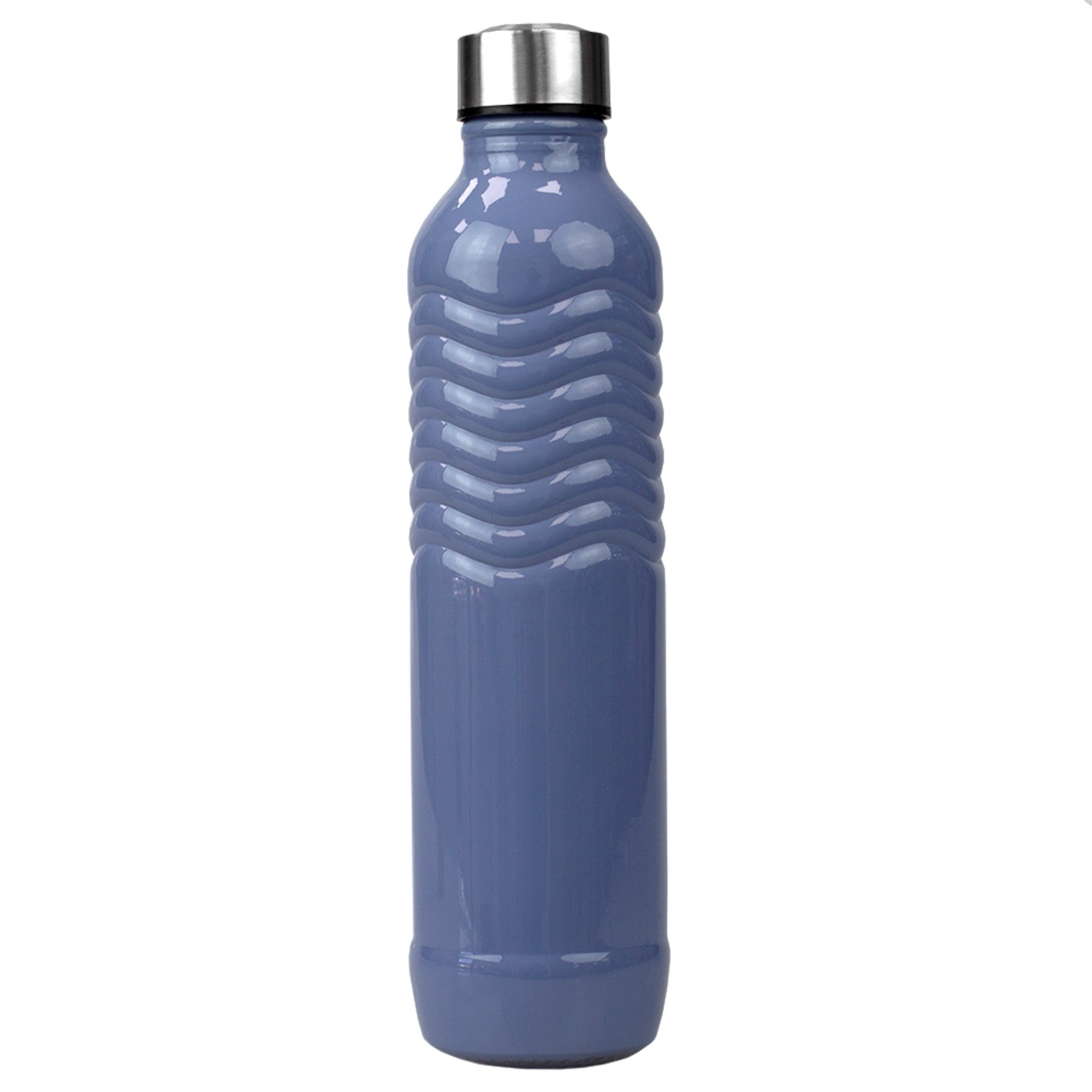 Home Basics Glacier Textured Grip 24 oz. Glass Travel Water Bottle with Easy Twist-on Leak Proof Steel Cap - Assorted Colors