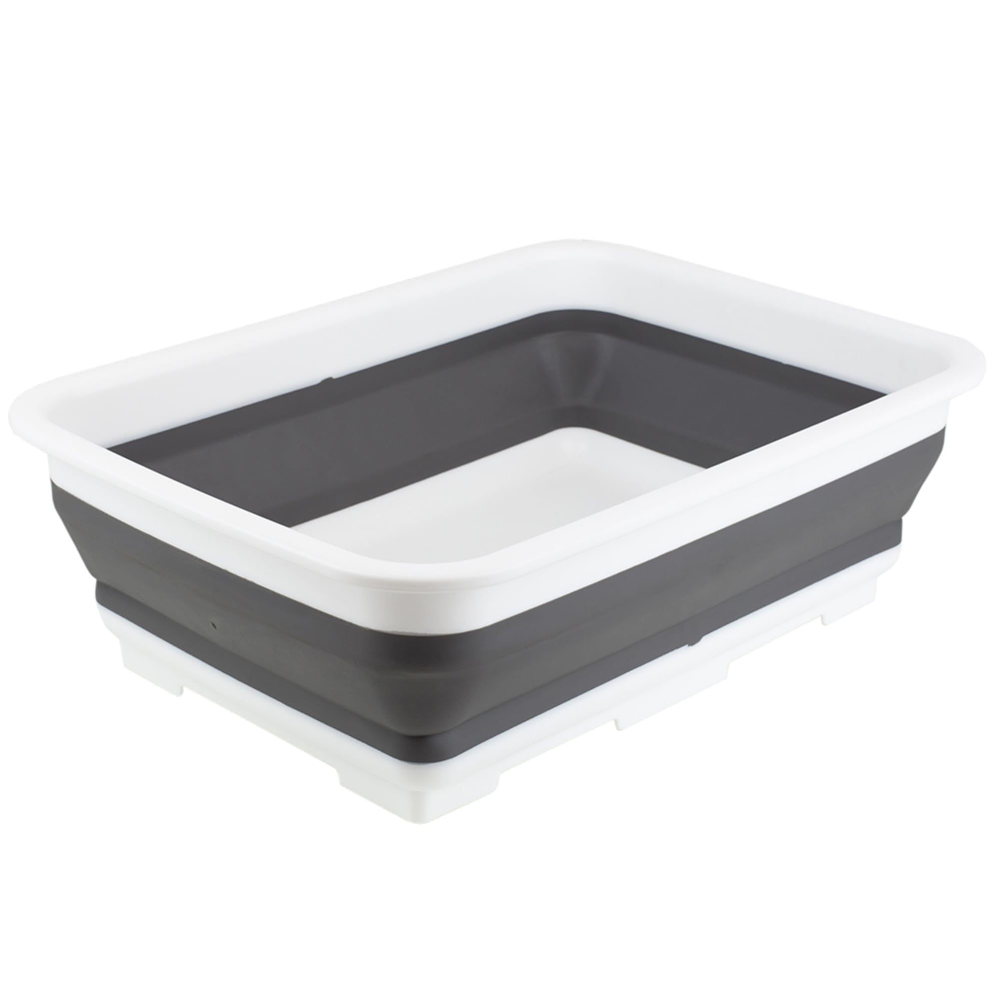 Michael Graves Design Pop Up Collapsible White Plastic and Grey Silicone Dish Pan $6.00 EACH, CASE PACK OF 12