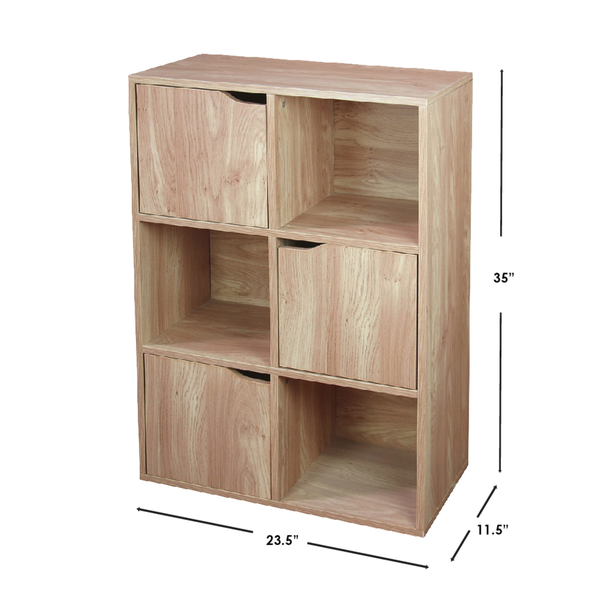 Home Basics 6 Cube MDF Storage Shelf with Doors, Natural $60.00 EACH, CASE PACK OF 1