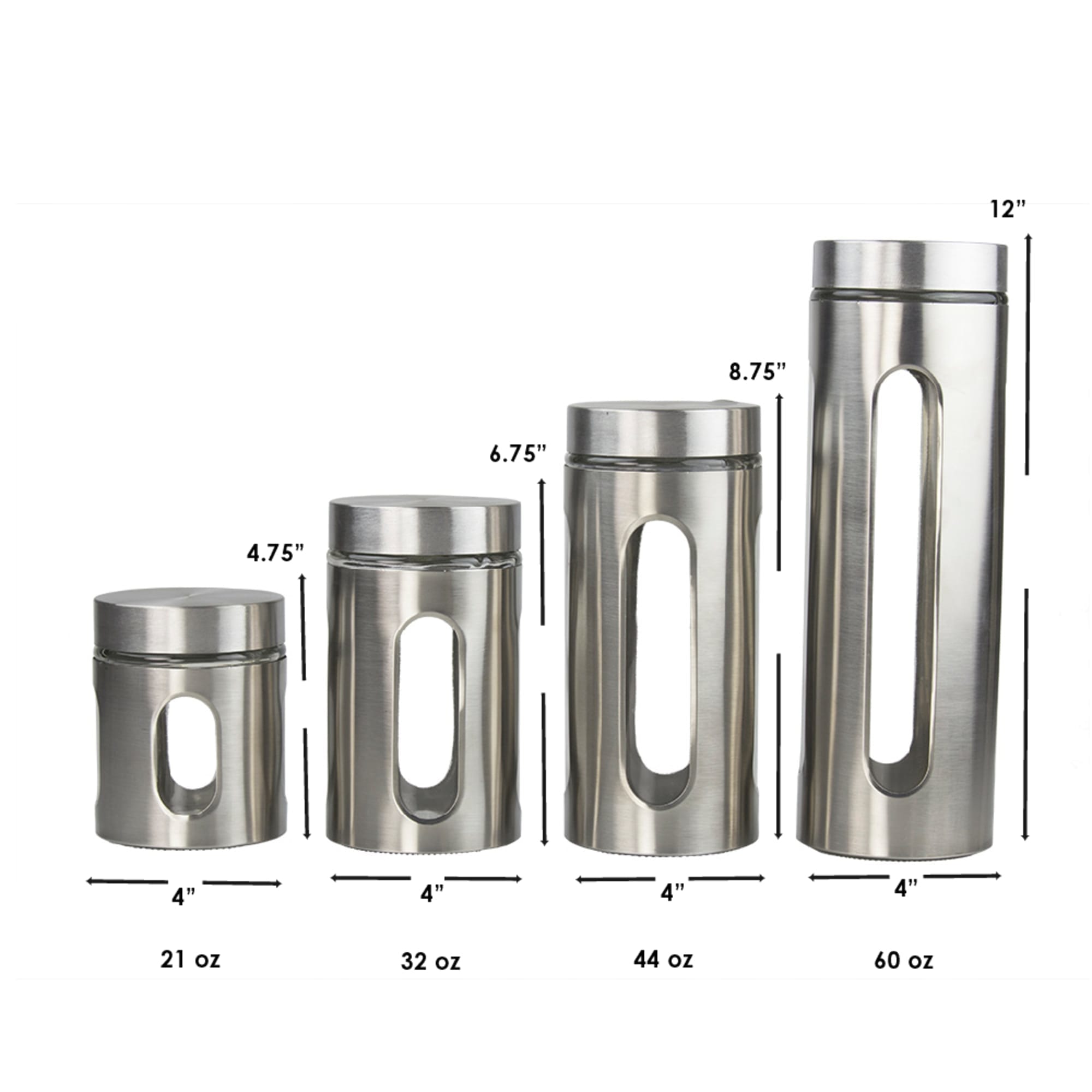Home Basics 4 Piece Metal Canister Set $20.00 EACH, CASE PACK OF 4