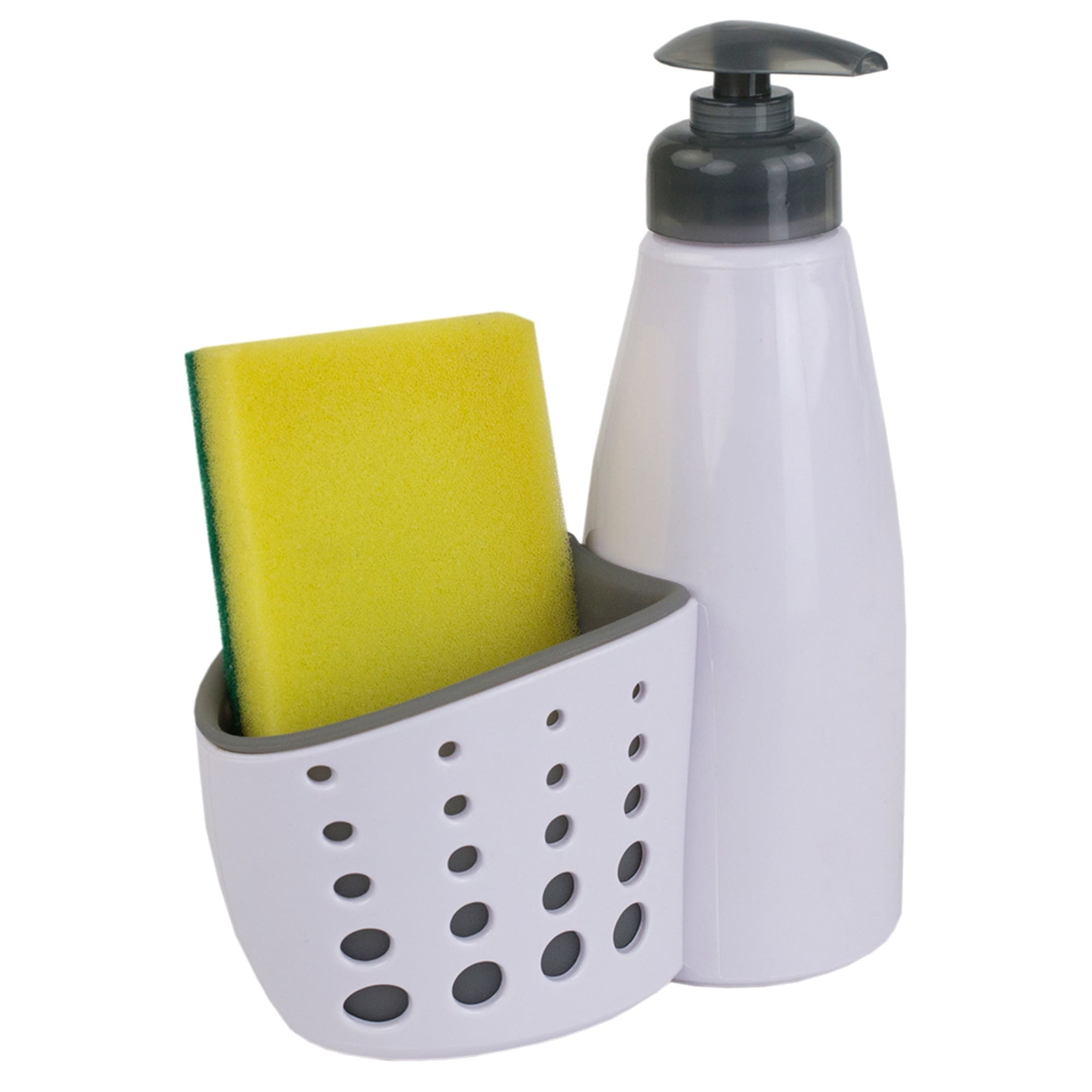 Home Basics Soap Dispenser with Sponge Holder, White $3.00 EACH, CASE PACK OF 24