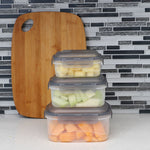 Load image into Gallery viewer, Home Basics Locking Rectangle Food Storage Containers with Grey Steam Vented Lids, (Set of 6) $6.00 EACH, CASE PACK OF 12
