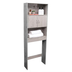 Load image into Gallery viewer, Home Basics 3 Tier Wood Space Saver Over the Toilet Bathroom Shelf with Open Shelving and Cabinets, Grey $60.00 EACH, CASE PACK OF 1
