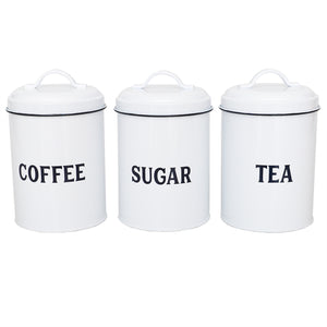 Home Basics Countryside Tin Canister, White - Assorted Colors
